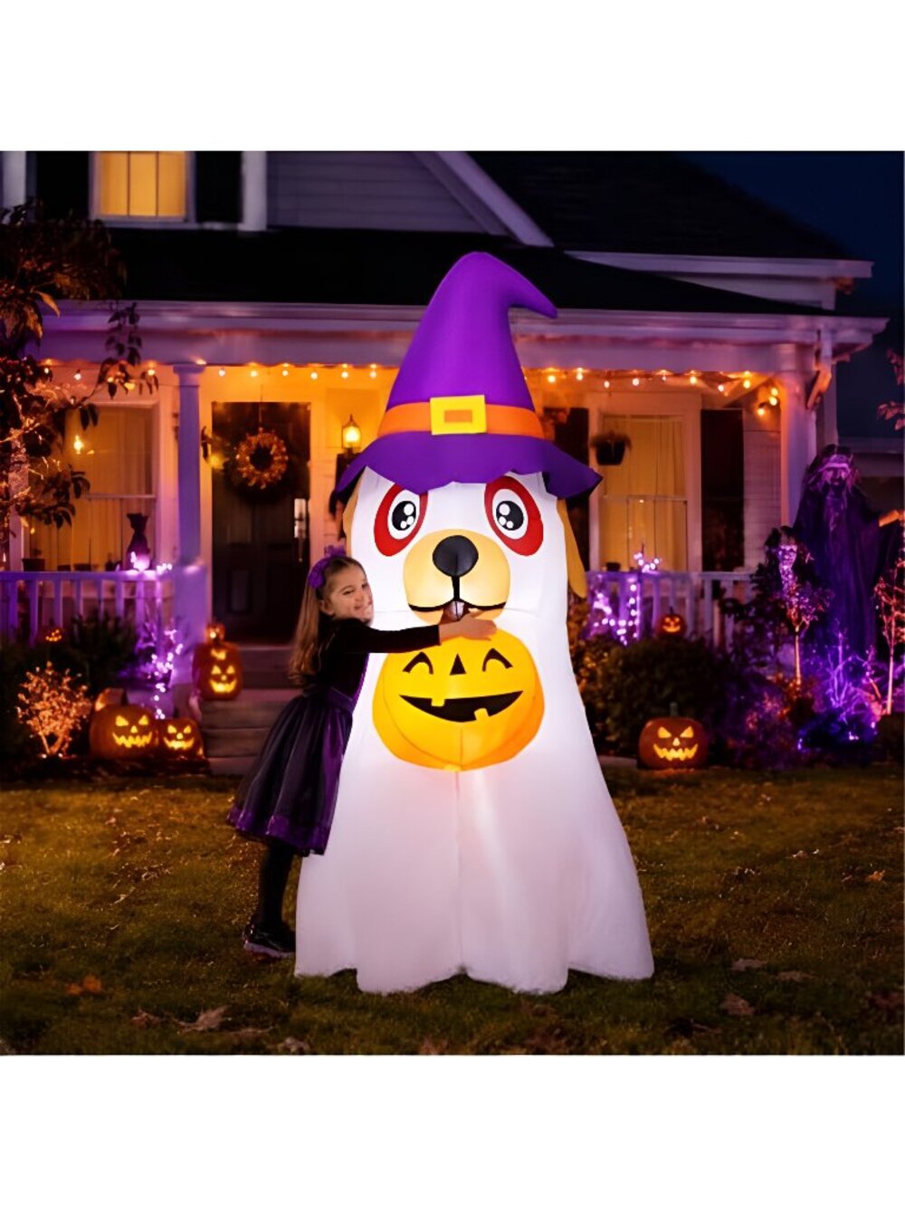 6.2 FT Halloween Inflatables Dog Outdoor Decorations Blow Up Yard Cute